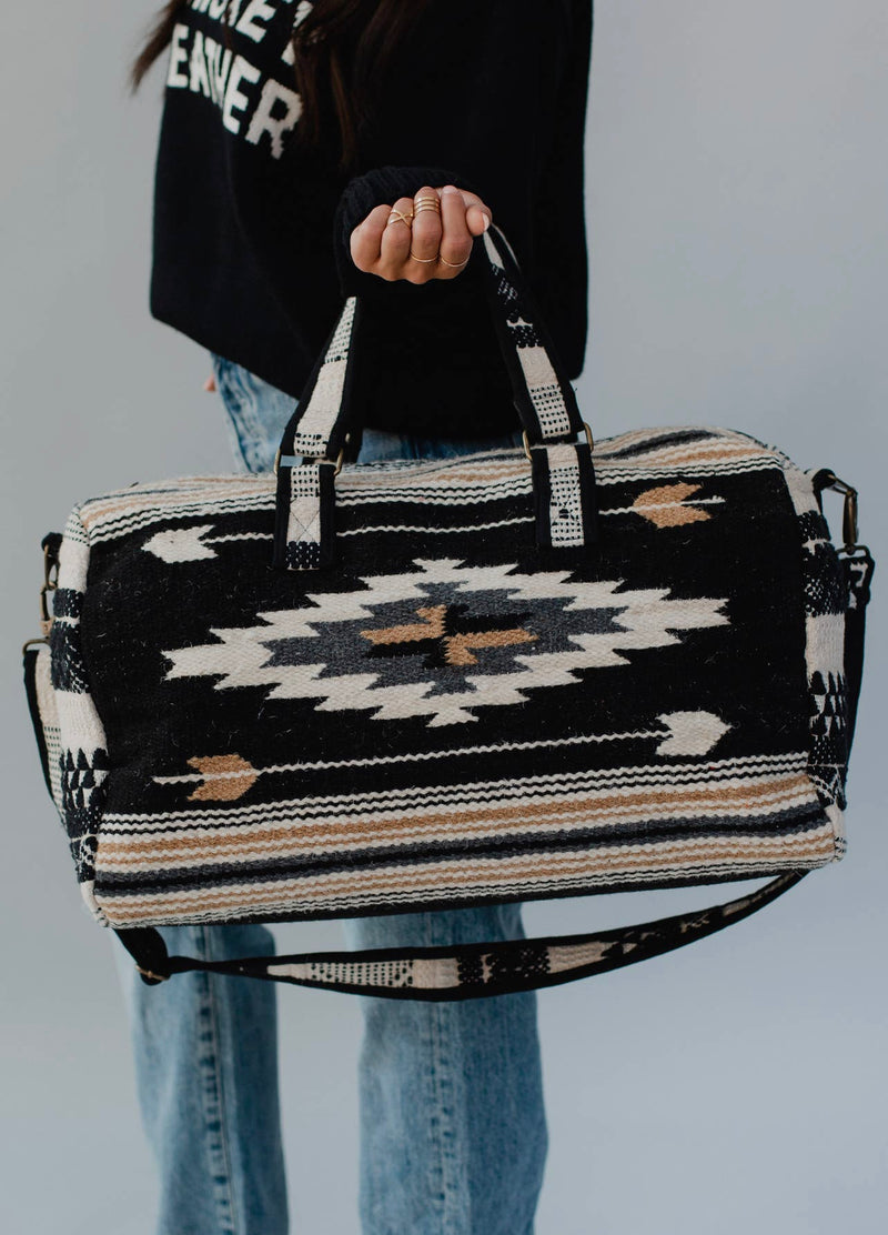 Black, Grey & Cream Aztec Print Duffle