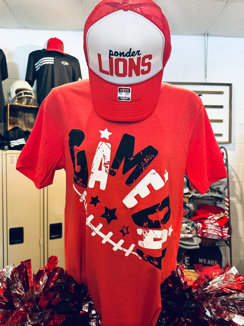 Red Gameday Football Lace Tee