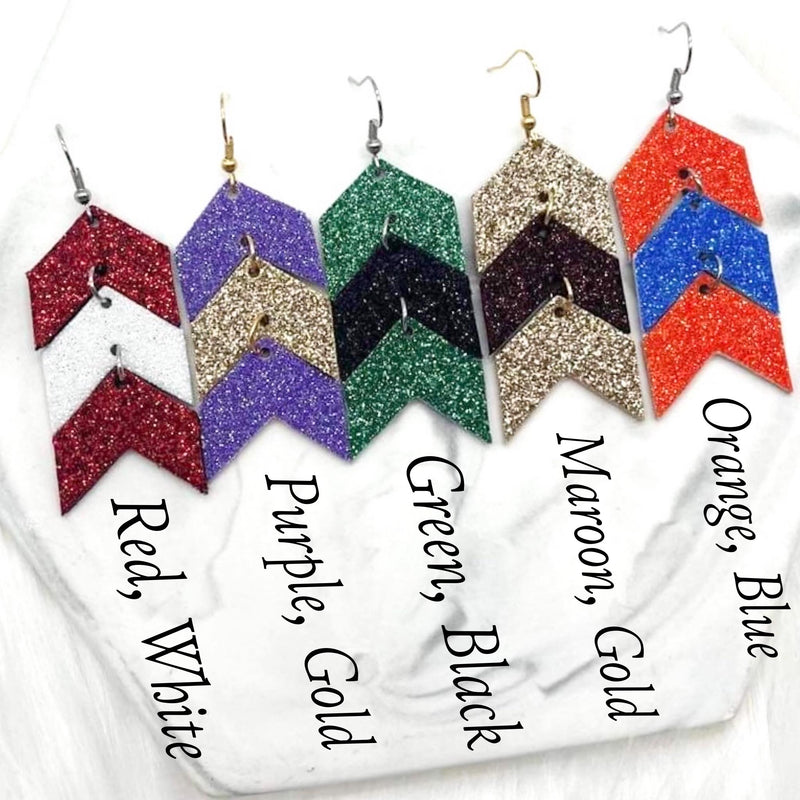 2.5" Custom School Spirit Glitter Mini Arrows -Earrings