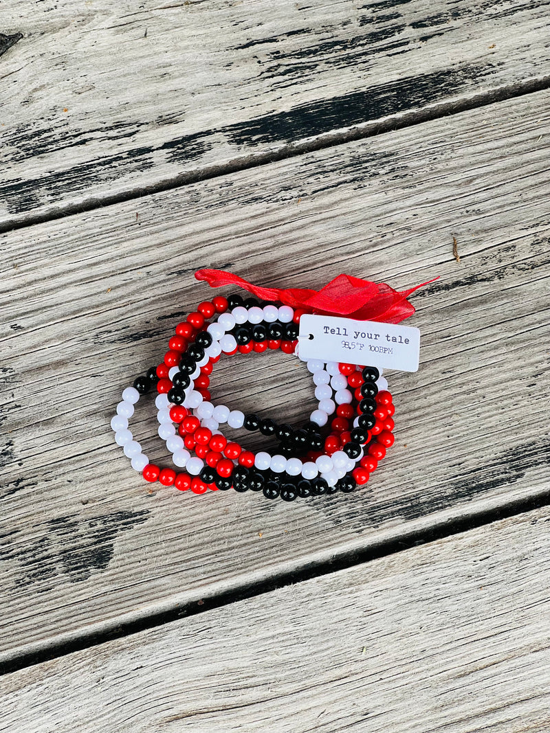 Red, Black & White Spirit Bead Bracelet