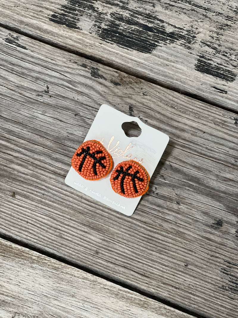 Puff Basketball Bead Studs