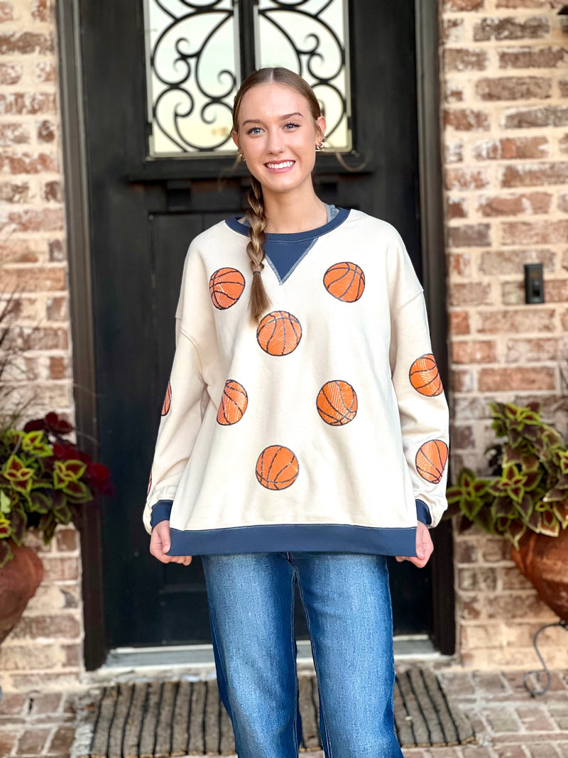 Sequin Basketball Pullover