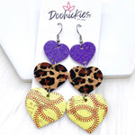 3" Custom Softball Love Waterfall Drops - Sports Earrings