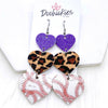 3" Custom Baseball Love Waterfall Drops -Sports Earrings