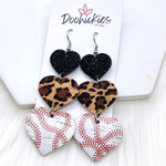 3" Custom Baseball Love Waterfall Drops -Sports Earrings