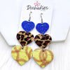 3" Custom Softball Love Waterfall Drops - Sports Earrings