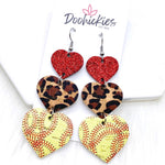 3" Custom Softball Love Waterfall Drops - Sports Earrings