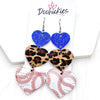 3" Custom Baseball Love Waterfall Drops -Sports Earrings