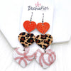 3" Custom Baseball Love Waterfall Drops -Sports Earrings