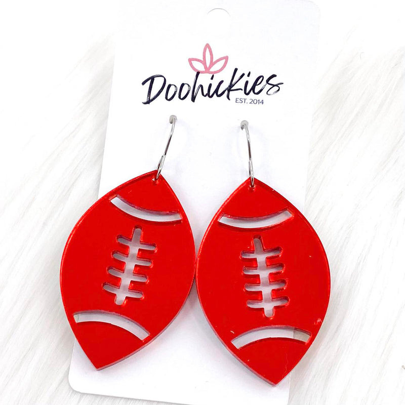 2" Shiny Football Acrylic Dangles -Sports Earrings