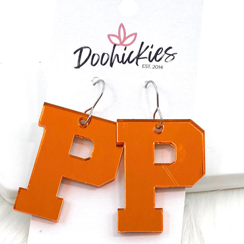 1.5" Shiny Varsity Letters (Leave note w/Letters) -Spirit Earrings