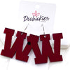 1.5" Shiny Varsity Letters (Leave note w/Letters) -Spirit Earrings