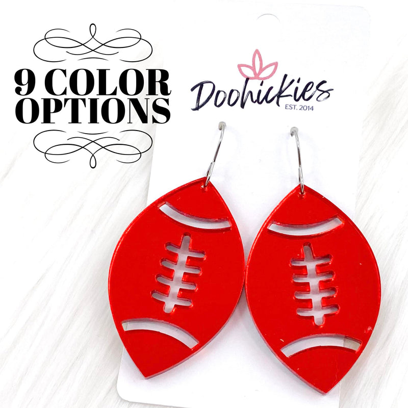 2" Shiny Football Acrylic Dangles -Sports Earrings