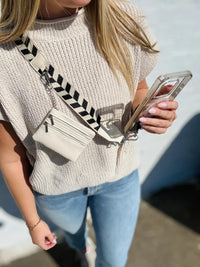 Black Check Phone Crossbody Strap