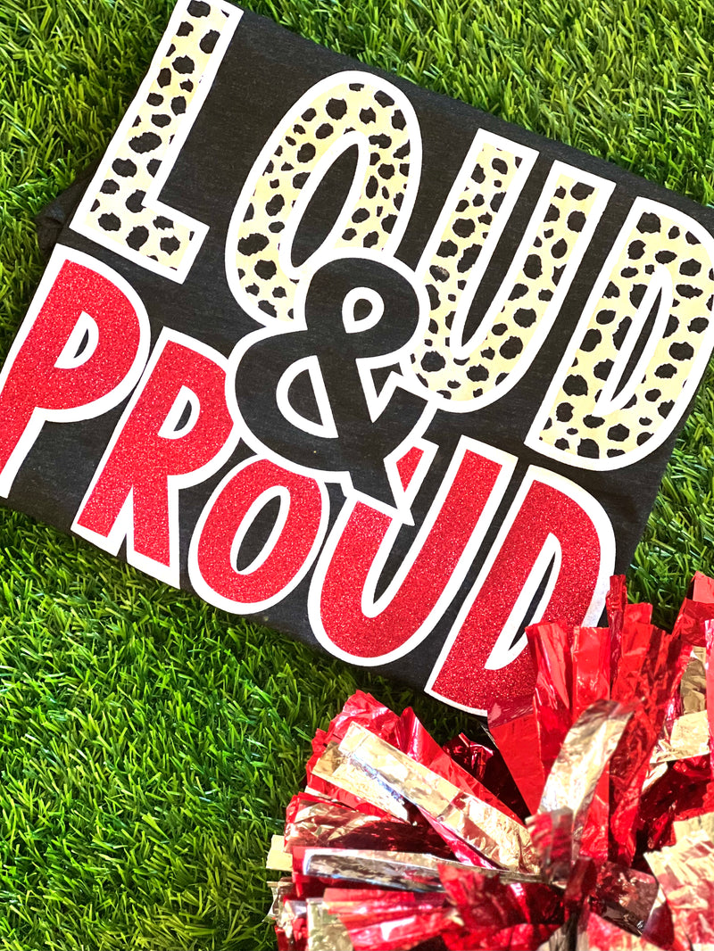 Red Glitter Leopard Loud & Proud Tee