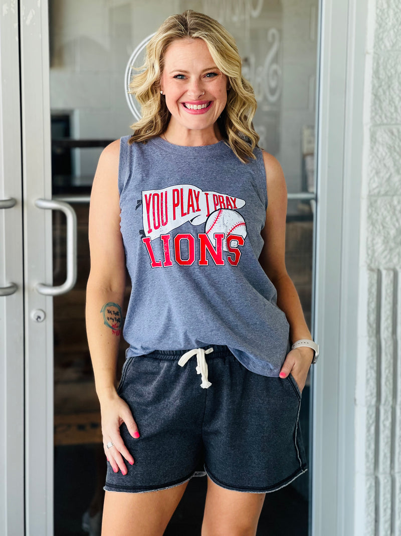 You Play I Pray Lions Baseball Tank