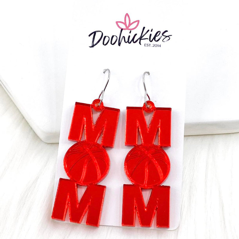 2" Shiny Basketball Mom -Sports Earrings