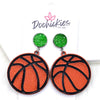 2.25" Engraved Basketball Dangles -Sports Earrings