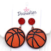 2.25" Engraved Basketball Dangles -Sports Earrings