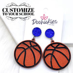 2.25" Engraved Basketball Dangles -Sports Earrings