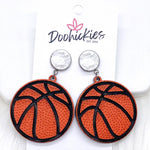 2.25" Engraved Basketball Dangles -Sports Earrings