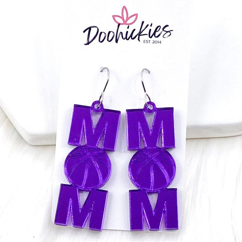 2" Shiny Basketball Mom -Sports Earrings