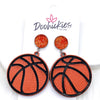 2.25" Engraved Basketball Dangles -Sports Earrings