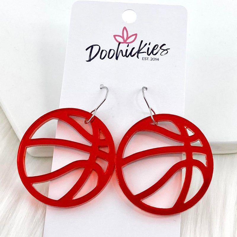 1.5" Shiny Basketballs -Sports Earrings