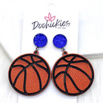 2.25" Engraved Basketball Dangles -Sports Earrings