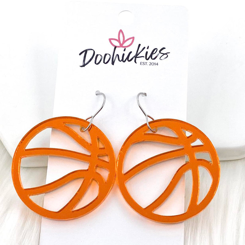 1.5" Shiny Basketballs -Sports Earrings