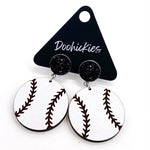 2" Custom Engraved Baseball Dangles -Baseball Earrings