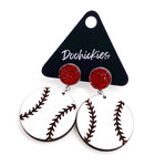 2" Custom Engraved Baseball Dangles -Baseball Earrings