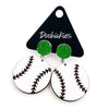 2" Custom Engraved Baseball Dangles -Baseball Earrings