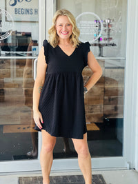 Karli Black Ruffle Sleeve Dress