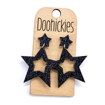 1.75" Glitter School Spirit Cutout Star Dangles - Custom Spirit Earrings