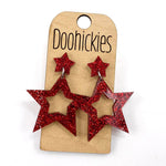 1.75" Glitter School Spirit Cutout Star Dangles - Custom Spirit Earrings