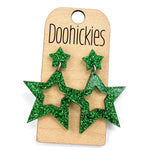 1.75" Glitter School Spirit Cutout Star Dangles - Custom Spirit Earrings