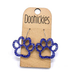 1" Glitter School Spirit Paw Dangles - Custom Spirit Earrings