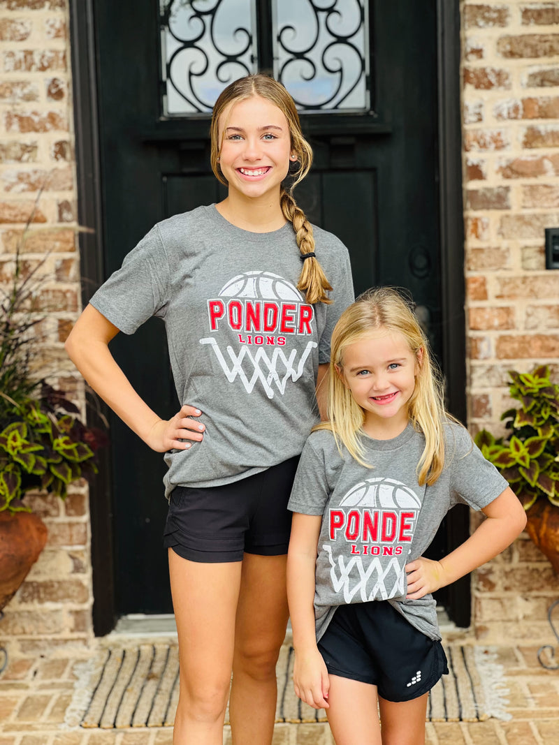 Ponder Lions Basketball Net Tee