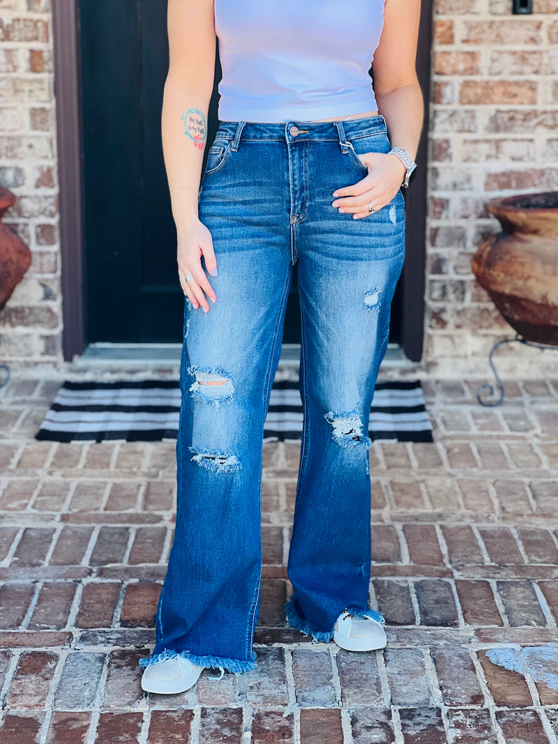 Risen | Neely High Rise Straight Wide Jeans