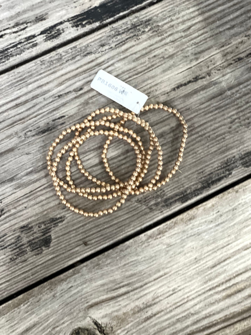 Matte Gold Mini Bead Stacked Bracelet