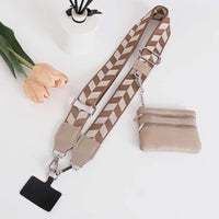 Beige Check Phone Crossbody Strap