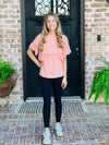 Girls Salmon Ruffle Peplum Top