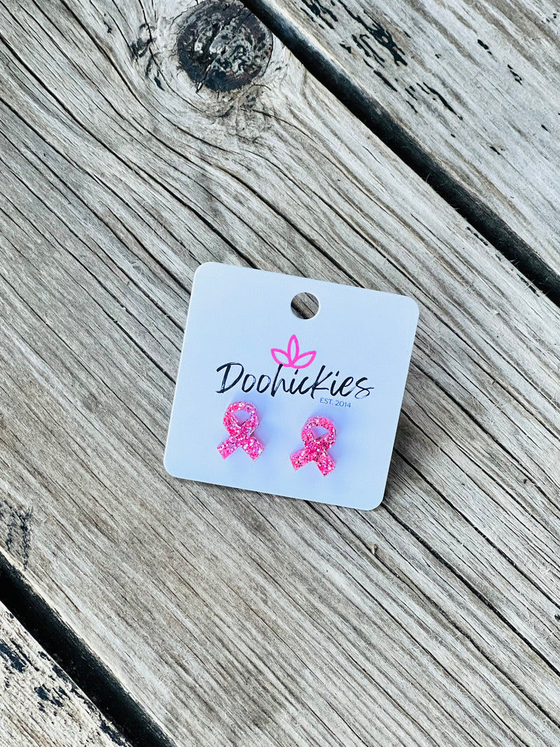 Acrylic Breast Cancer Awareness Stud