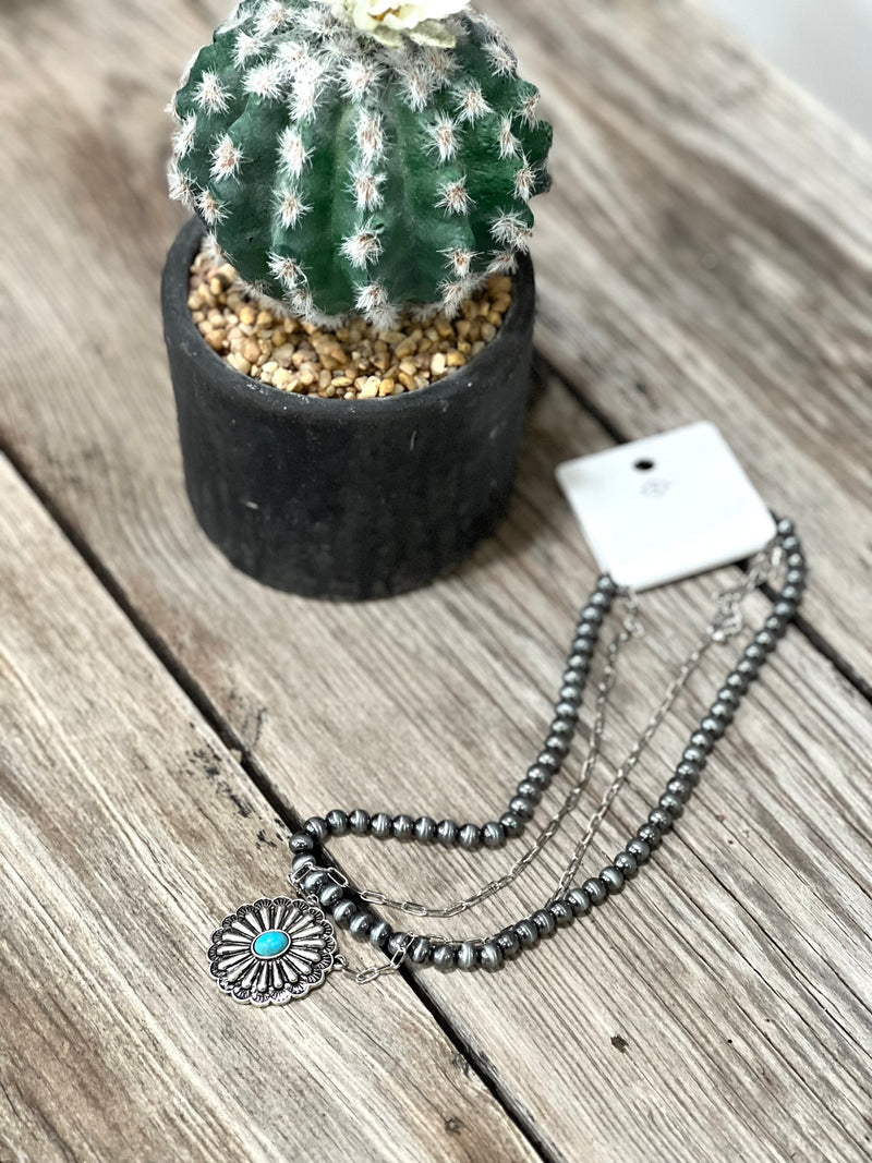 Turquoise Concho Layered Necklace