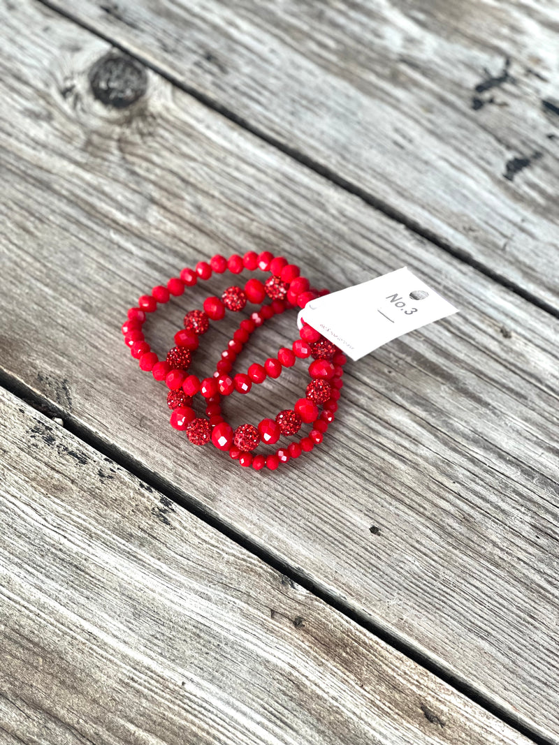 Red Diva Stacked Bracelets