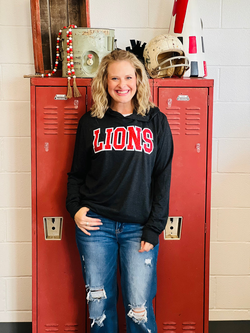 Heathered Glitter Lions Lightweight Hoodie