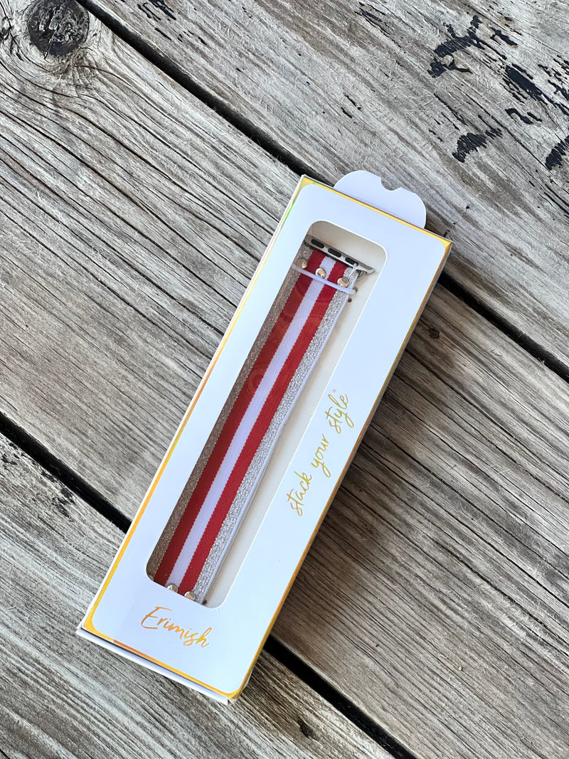 Red, Silver & White Stretch Watch Band