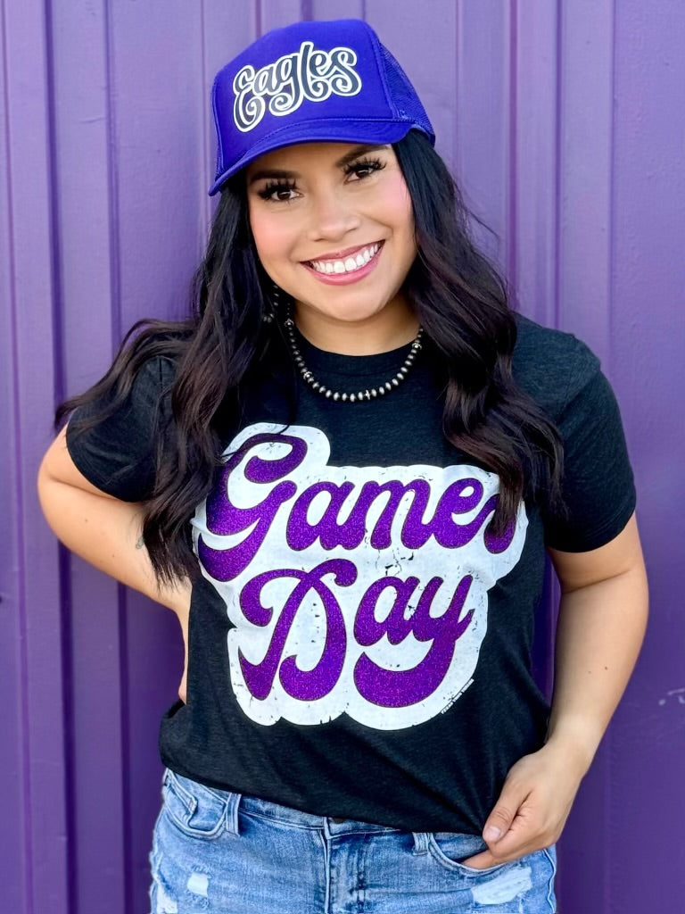 Purple Glitter Game Day Shadow Tee