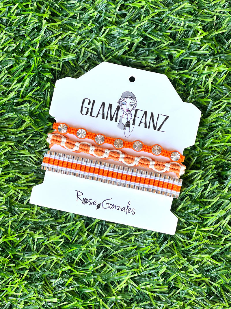 Orange & White GameDay Tori/Jess/Kendel Bracelet Set